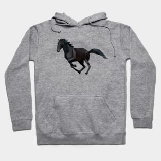 Black Low Poly Horse Hoodie